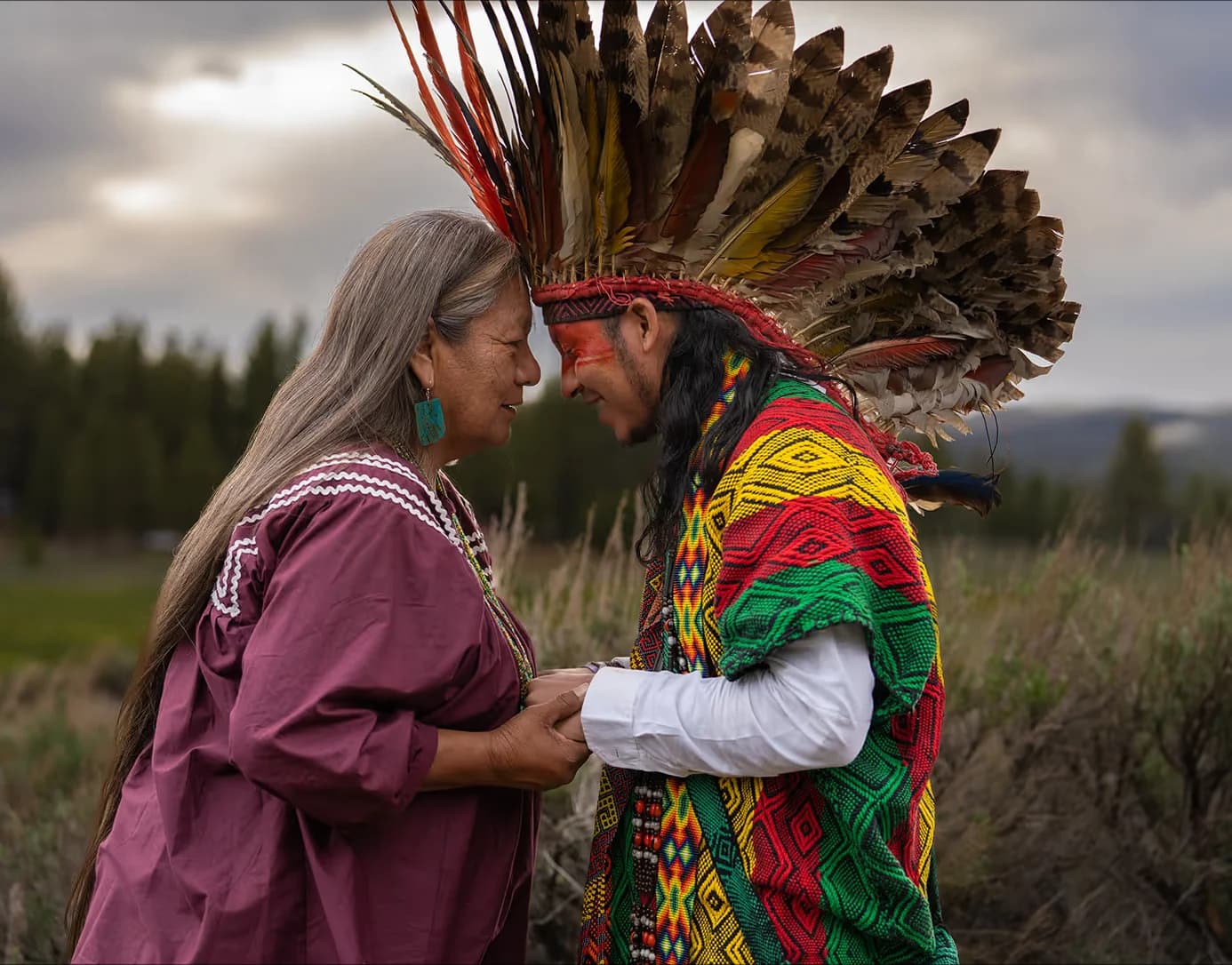 Sacred fire and flower circle offering